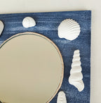 Miroir mural nautique avec coquillages en bois et plâtre, 25 cm, décoration côtière