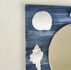 Miroir mural nautique avec coquillages en bois et plâtre, 25 cm, décoration côtière