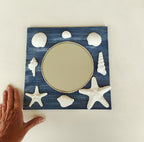 Miroir mural nautique avec coquillages en bois et plâtre, 25 cm, décoration côtière