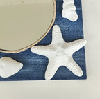Miroir mural nautique avec coquillages en bois et plâtre, 25 cm, décoration côtière