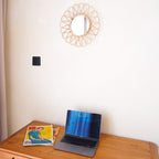 Miroir mural en rotin 38 cm, miroir rond bohème, décoration murale