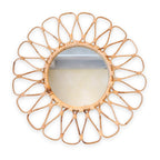 Miroir mural en rotin 38 cm, miroir rond bohème, décoration murale