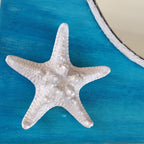 Miroir mural nautique coquillages blancs turquoise 25 cm décor plage