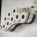 Porte papier toilette mural en bois gris vague, Rangement WC plusieurs rouleaux