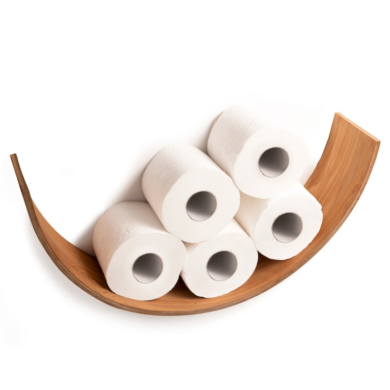 Porte-papier toilette mural en bois chêne avec étagère, 50x24x11 cm, 500g, 6 coloris