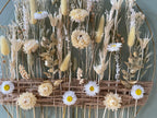 Anneau Floral Doré – Couronne Murale Fleurs Séchées Blanches & Blé