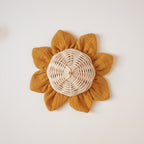 Grande fleur tournesol en rotin Ø22 cm – Décoration murale