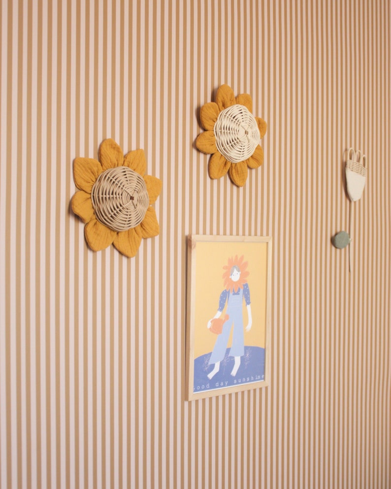 Grande fleur tournesol en rotin Ø22 cm – Décoration murale