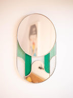 Miroir moderne style art déco en vitrail vert 43x27 cm