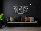 Décoration murale en bois fleurs 3D | Suspension murale botanique