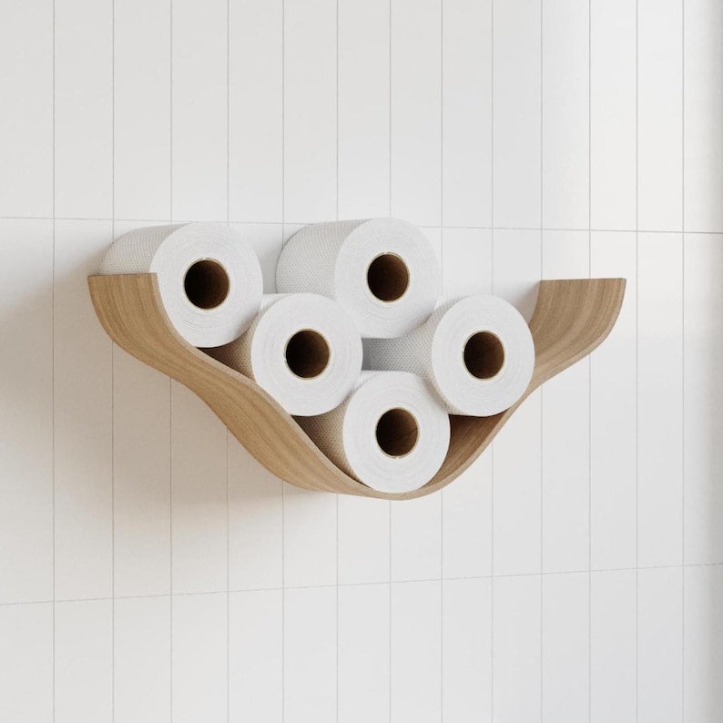 Porte-papier hygiénique mural en bois de chêne avec étagère nuage, support flottant pour salle de bain, organiseur TP