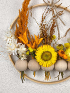 Couronne de fleurs séchées et d'herbes | Tenture murale artisanale