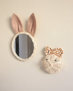 Trophée souris en rotin motif léopard, décoration murale 12x8 cm
