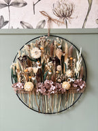 Cercle de Fleurs Sauvages Préservées et Séchées – Décoration Murale Bohème Rustique