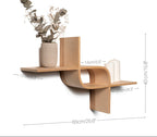 Étagère Murale Géométrique en Bois Naturel, 65x40x15 cm, Contreplaqué de Bouleau, Capacité 5 kg