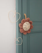 Grande fleur capucine en rotin et coton pour décoration murale 21 cm