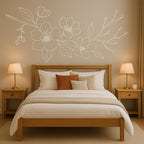 Autocollant mural magnolia floral d'angle | Décoration murale naturelle