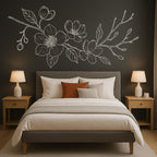 Autocollant mural magnolia floral d'angle | Décoration murale naturelle