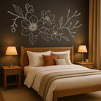 Autocollant mural magnolia floral d'angle | Décoration murale naturelle