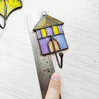 Porte-clés mural vitrail feuille de ginkgo 6,5x7 cm