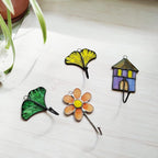 Porte-clés mural vitrail feuille de ginkgo 6,5x7 cm