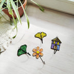 Porte-clés mural vitrail feuille de ginkgo 6,5x7 cm
