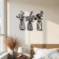 Décoration murale métal silhouette vase noir 37 cm
