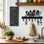 Porte-clés mural en métal oiseau noir mat, crochet décoratif pour entrée, cuisine