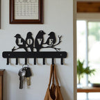 Porte-clés mural en métal oiseau noir mat, crochet décoratif pour entrée, cuisine