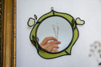 Petit Miroir Vertical en Vitrail Tiffany, 6 po., Motif Floral en Verre Fusionné