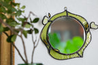 Petit Miroir Vertical en Vitrail Tiffany, 6 po., Motif Floral en Verre Fusionné