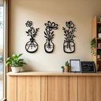 Vase mural en métal, décoration murale en fer, art mural vase de fleurs rustique, décoration d'intérieur pour salon ou entrée