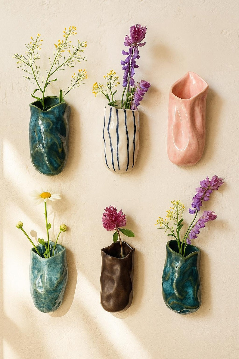 Vase magnétique suspendu en céramique, 8-9 cm, aimanté pour réfrigérateur