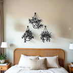Lot de 3 jardinières murales en métal, pots de fleurs suspendus, décoration intérieure/extérieure, noir mat ou bronze rustique