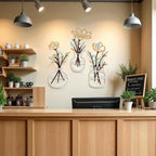 Vase mural en métal, décoration murale en fer, art mural vase de fleurs rustique, décoration d'intérieur pour salon ou entrée