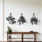 Lot de 3 jardinières murales en métal, pots de fleurs suspendus, décoration intérieure/extérieure, noir mat ou bronze rustique