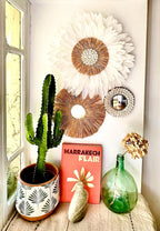 Juju Hat Blanc 50 cm, Miroir Raphia Naturel 30 cm, Miroir Coquillages Naturels 20 cm - Trio Mural Bohème