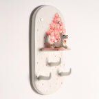 Porte-clés mural en céramique avec fleurs de cerisier, crochets muraux, ornement floral Sakura, inclut figurine Shiba Inu amovible