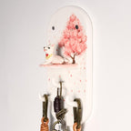 Porte-clés mural en céramique avec fleurs de cerisier, crochets muraux, ornement floral Sakura, inclut figurine Shiba Inu amovible