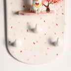 Porte-clés mural en céramique avec fleurs de cerisier, crochets muraux, ornement floral Sakura, inclut figurine Shiba Inu amovible