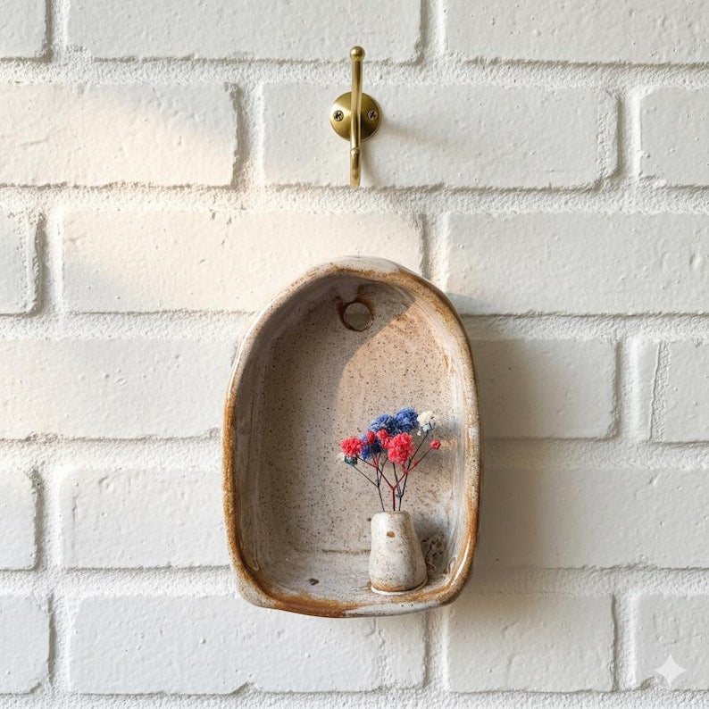 Suspension murale rustique en céramique avec bourgeons, applique murale terre cuite 10 cm
