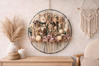 Cercle de Fleurs Sauvages Préservées et Séchées – Décoration Murale Bohème Rustique