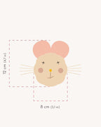 Trophée souris en rotin motif léopard, décoration murale 12x8 cm