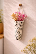 Vase mural en céramique à rayures ondulées 13-14 cm pour plantes succulentes