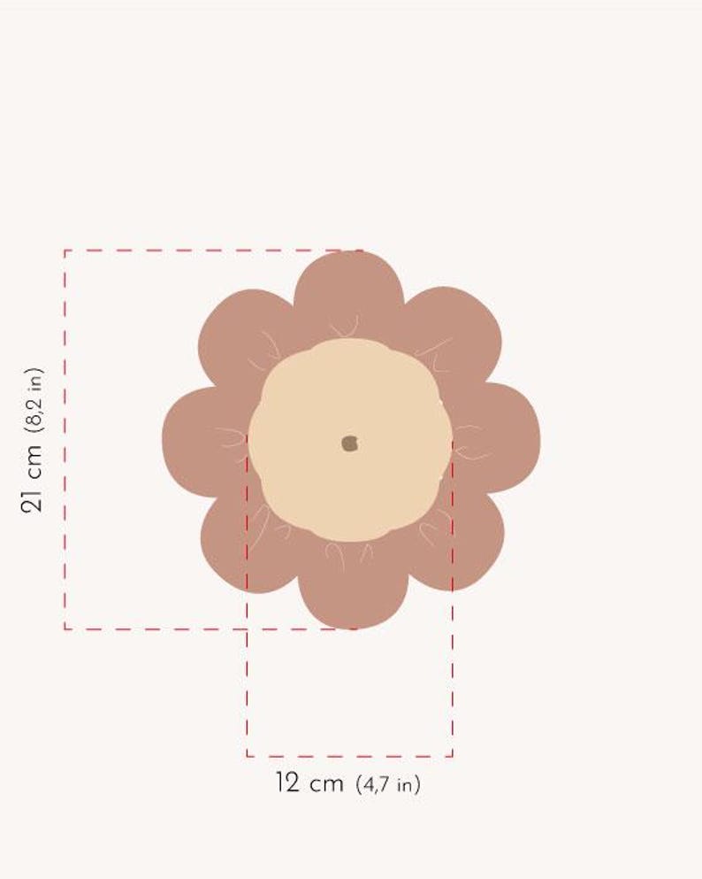 Grande fleur capucine en rotin et coton pour décoration murale 21 cm