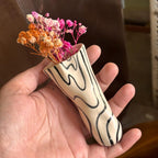 Vase mural en céramique à rayures ondulées 13-14 cm pour plantes succulentes