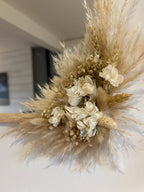 Miroir carré en bois avec fleurs séchées, décoration murale bohème