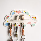 Porte-clés Arc-en-ciel Nuage Lunatique Portrait d'Animal 3D Chien Chat Crochet Mural Peint à la Main Céramique