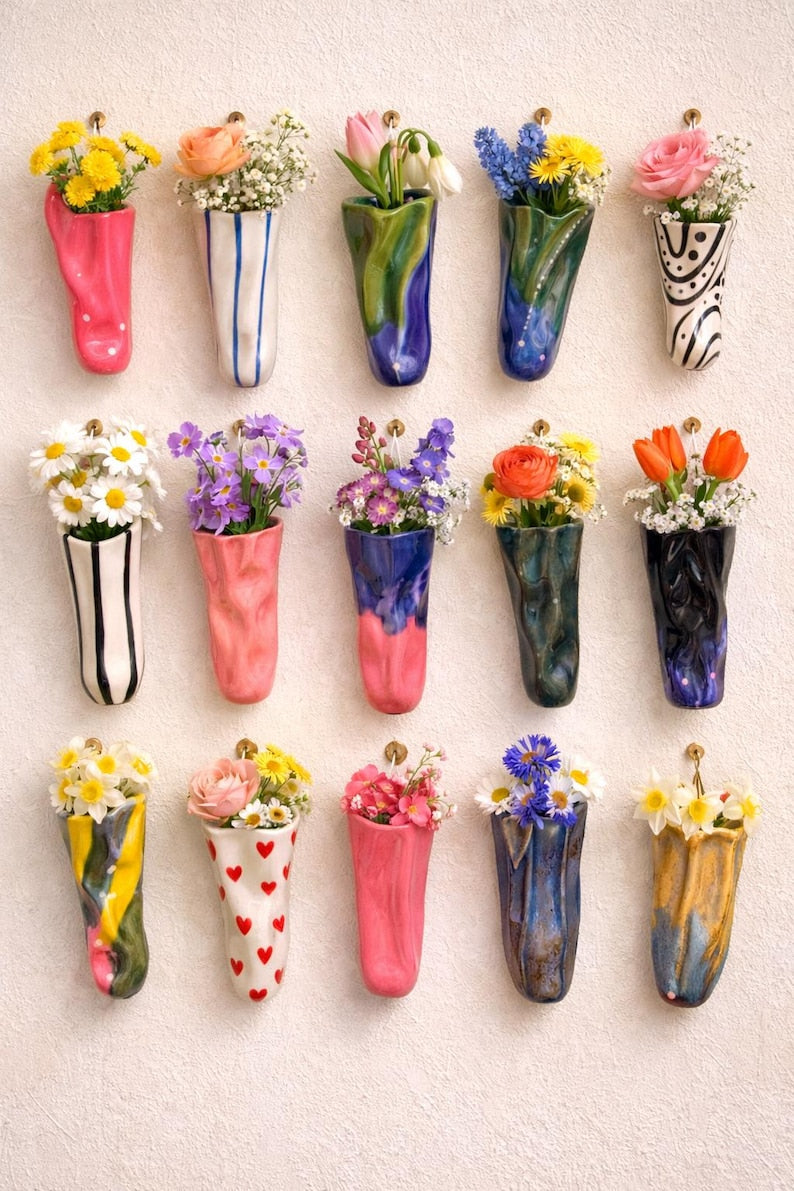 Vase magnétique suspendu en céramique, 8-9 cm, aimanté pour réfrigérateur