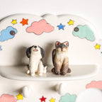 Porte-clés Arc-en-ciel Nuage Lunatique Portrait d'Animal 3D Chien Chat Crochet Mural Peint à la Main Céramique